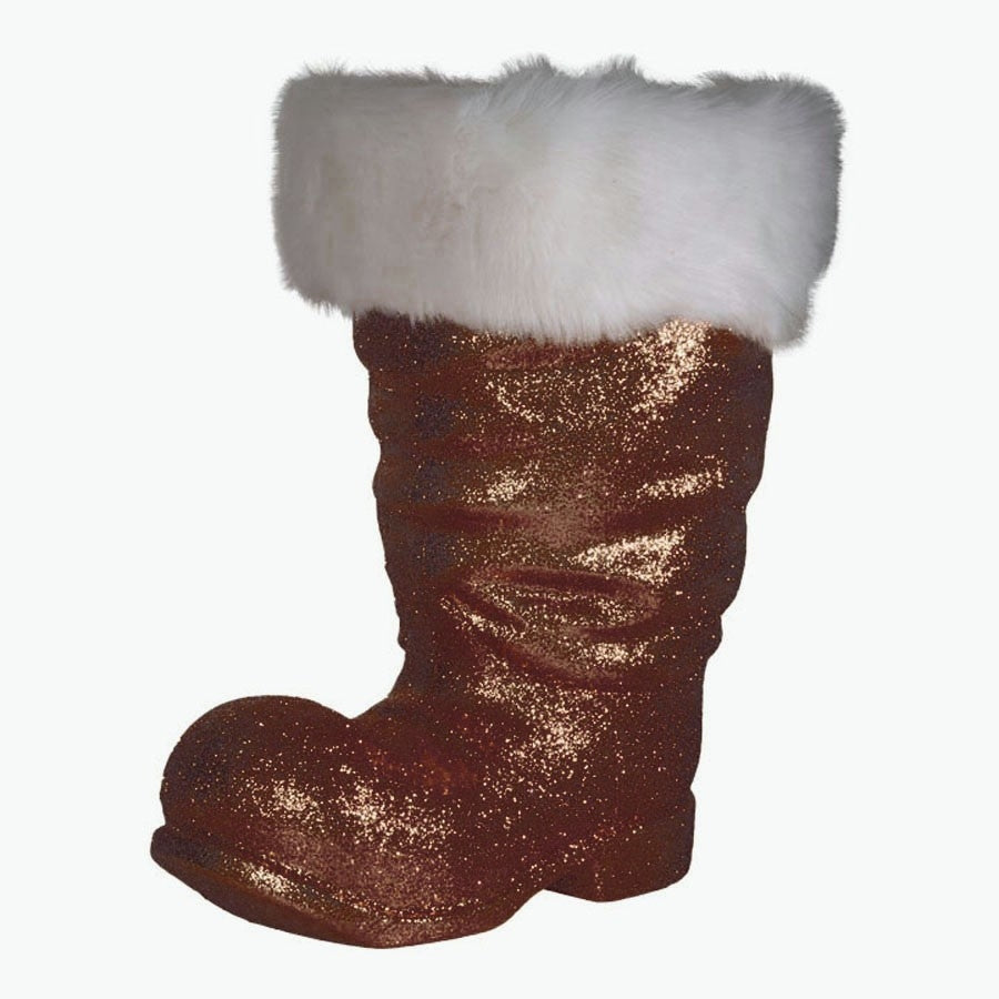 Julemandens støvle, 40 cm, choko glitter