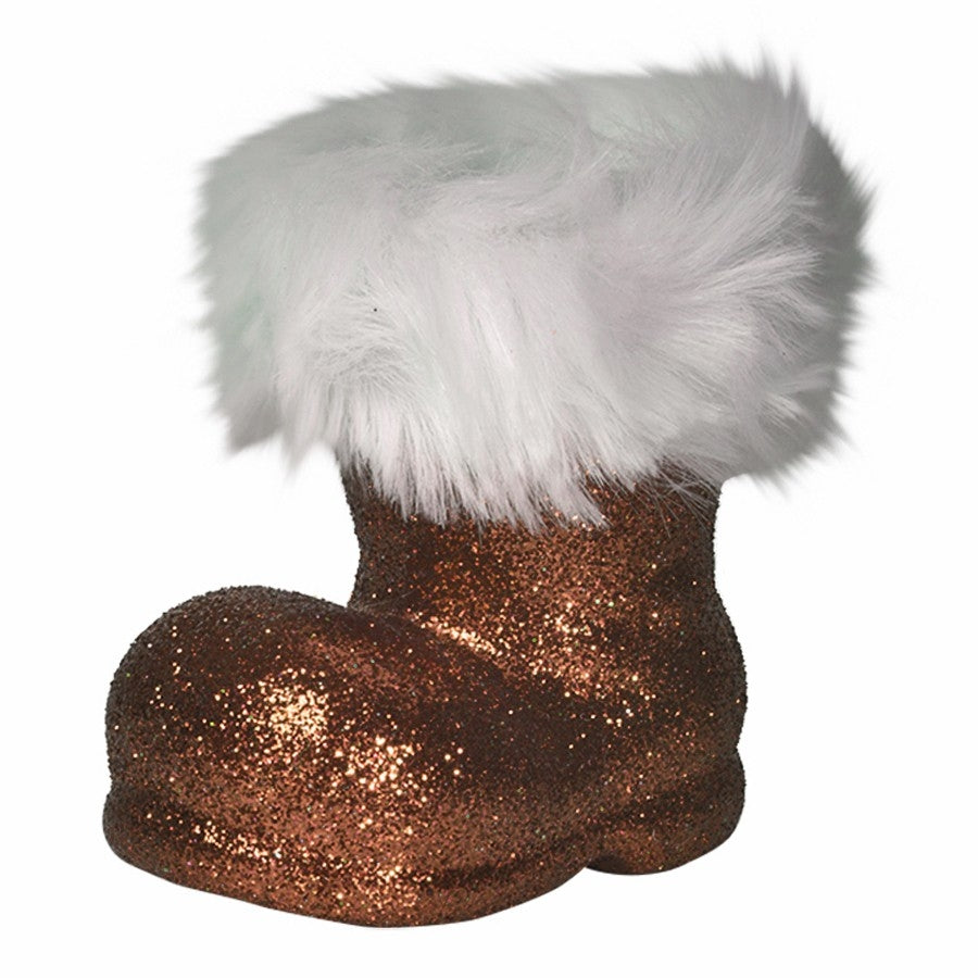 Julemandens støvle, 13 cm, choko glitter