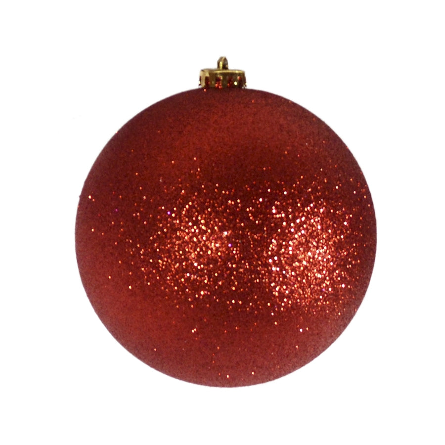 15 cm julekugle, glitter rød