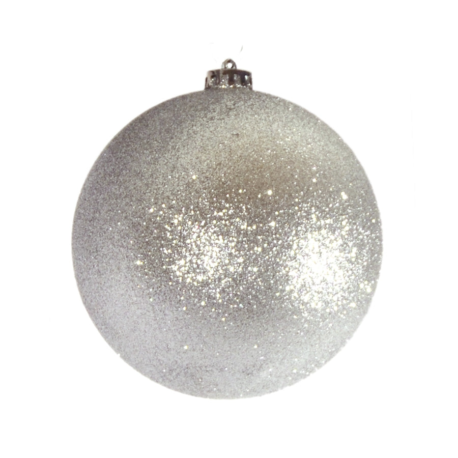 15 cm julekugle, glitter sølv