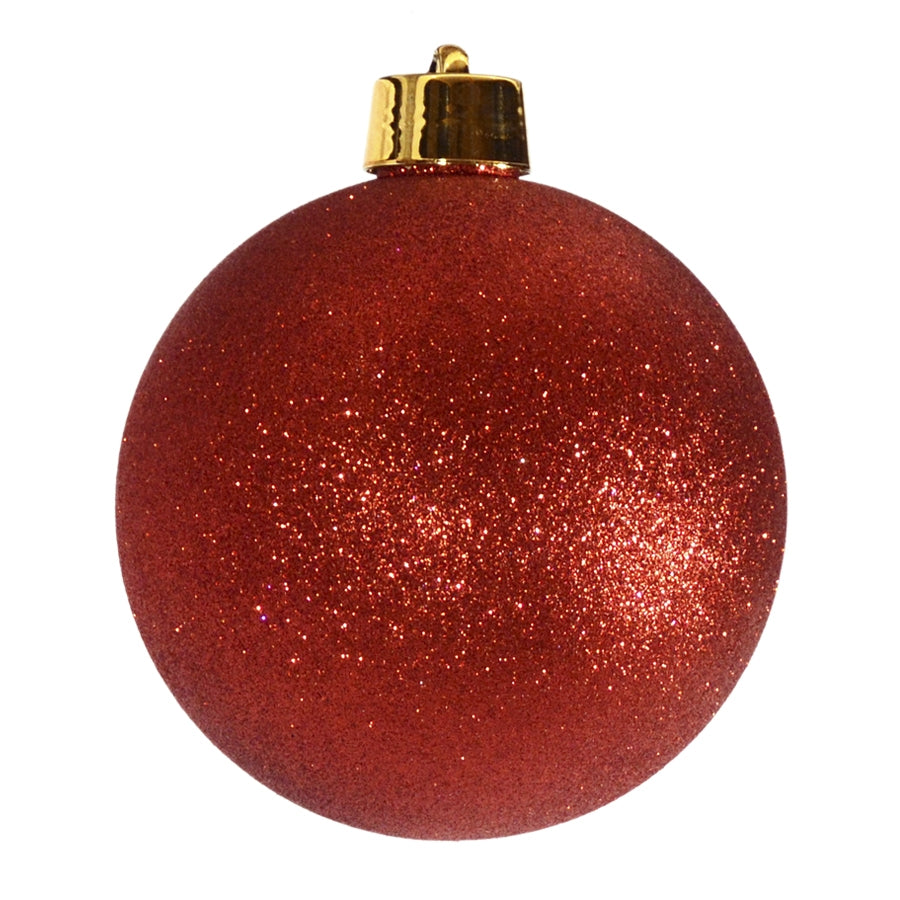 20 cm julekugle, glitter rød