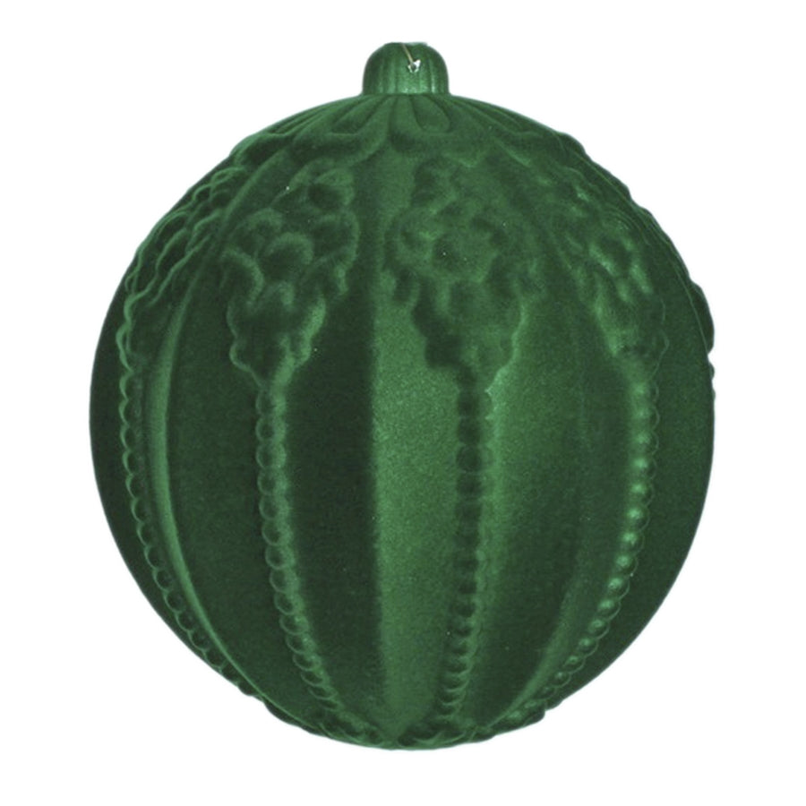 20 cm julekugle med ornamentering, grøn velour