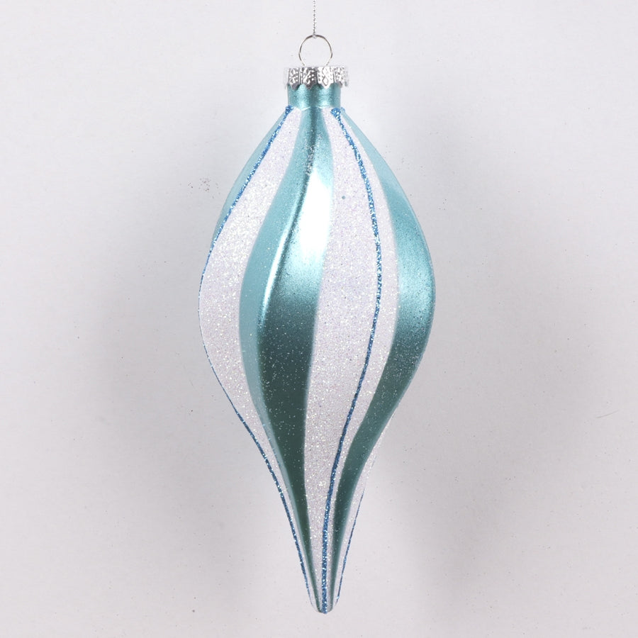 20 cm spiral-top, perlemor, turkis m/hvidt glitter
