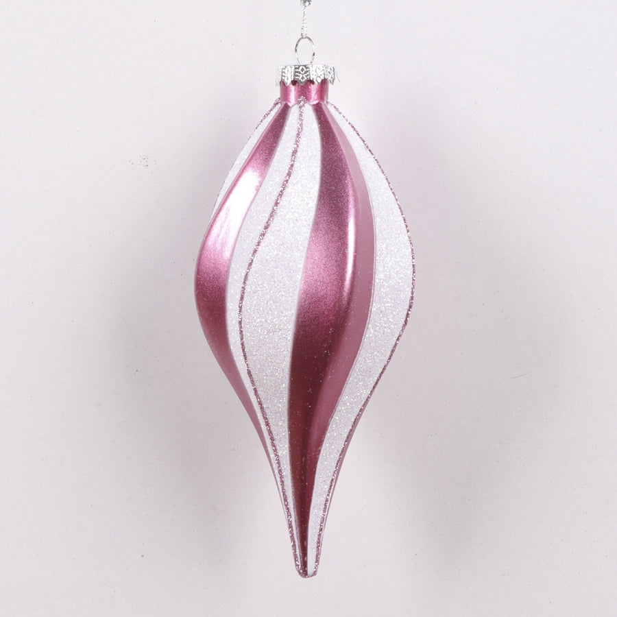 20 cm spiral-top, perlemor, lyserød m/hvidt glitter