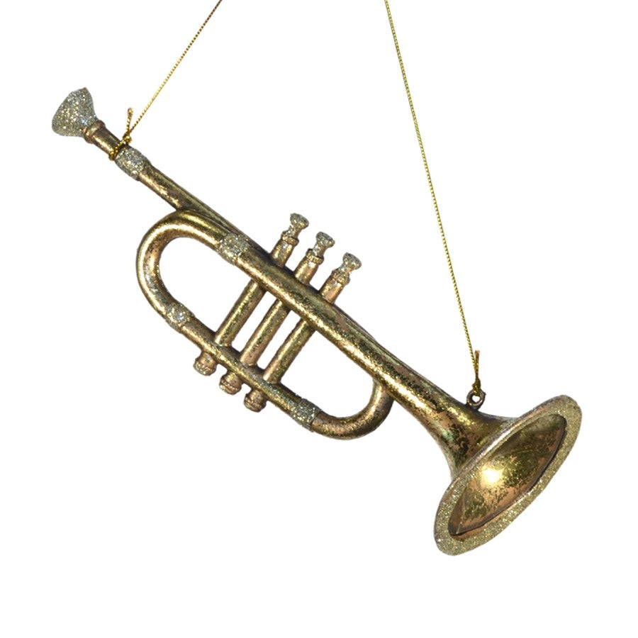 Horn antik guld m/champagne glitter, 25 cm