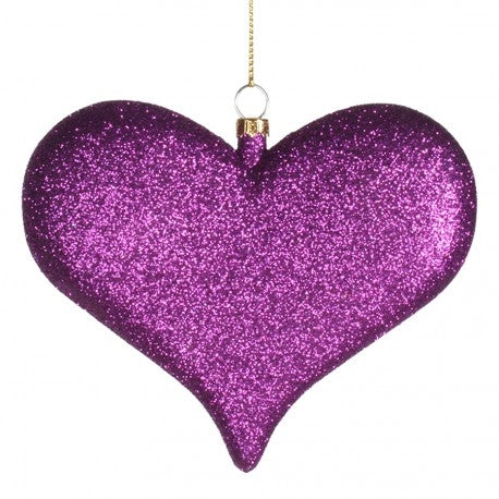 11,5 cm hjerte, glitter, lilla