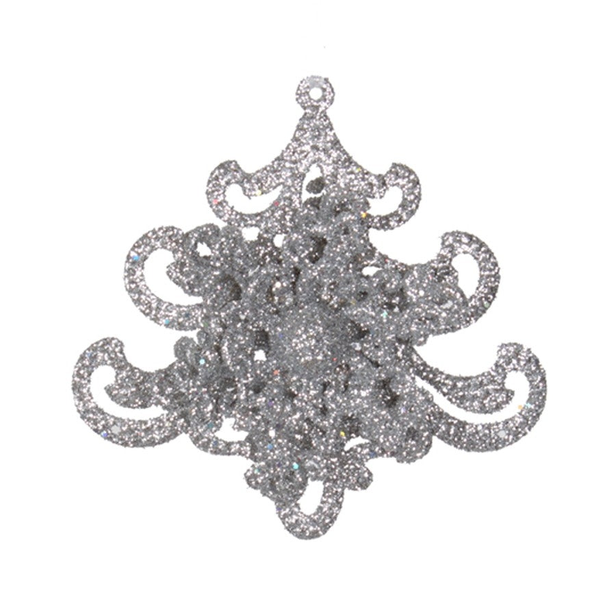 10 cm juletræ, glitter, sølv