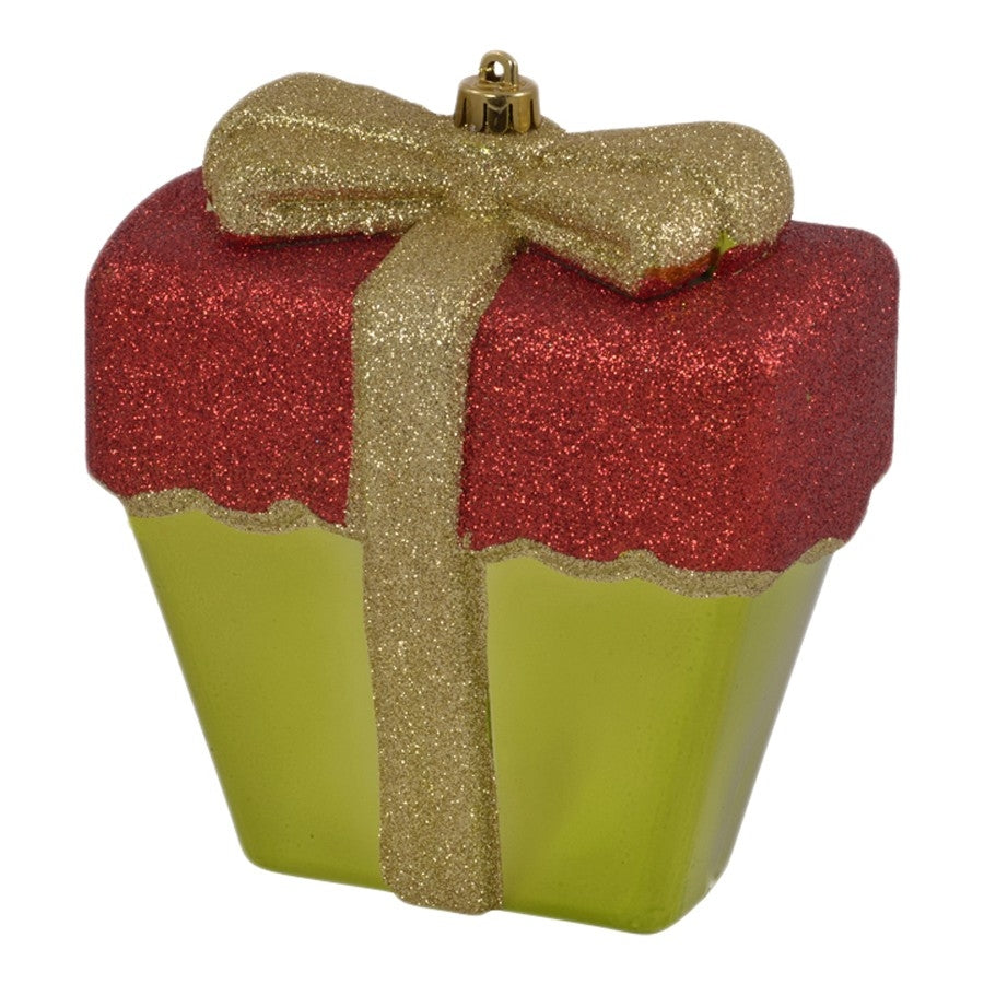 15,5 cm pakke , lime m/ rødt- og guldglitter