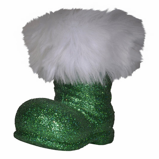 Julemandens støvle, 13 cm grønt glitter