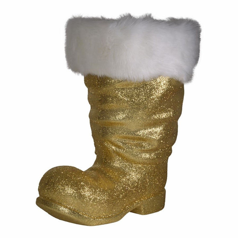 Julemandens støvle, 40 cm guld glitter