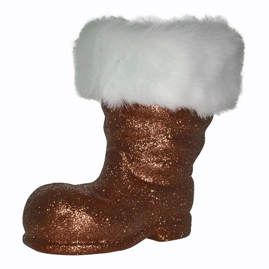 Julemandens støvle, 19 cm, choko glitter