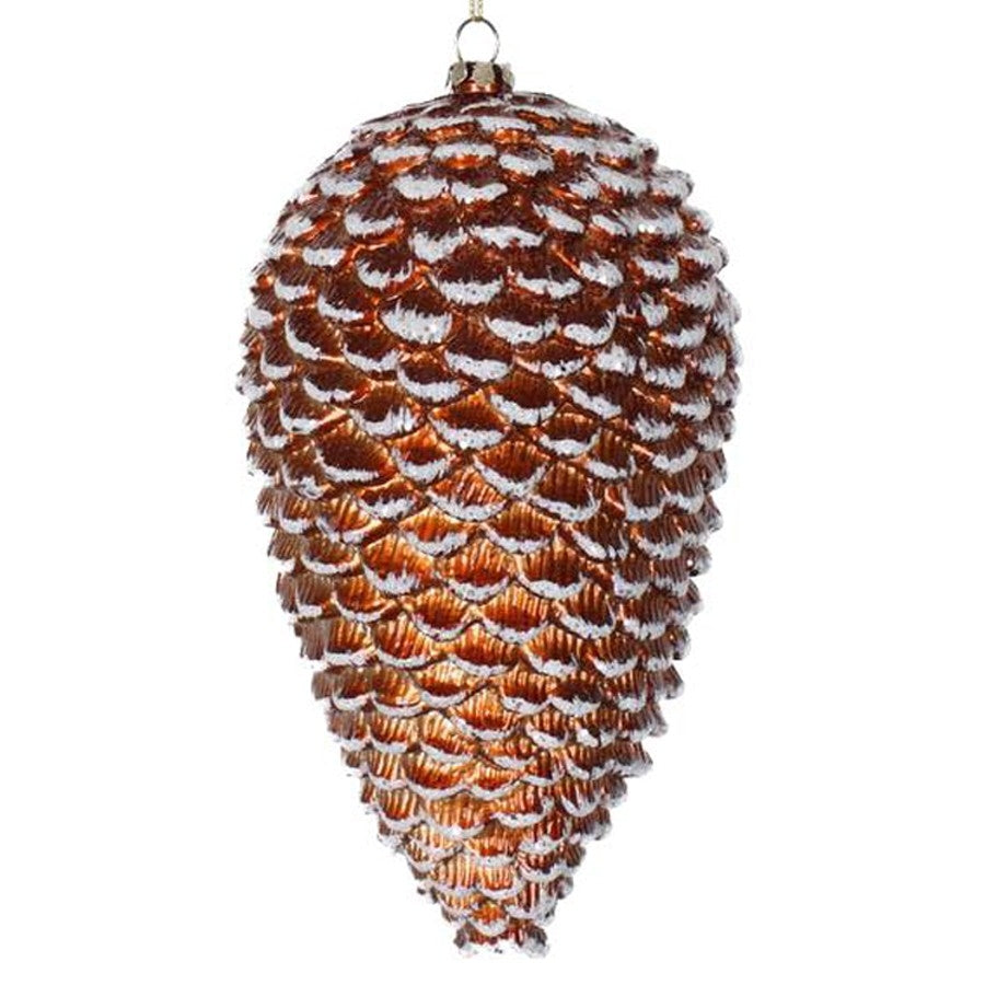 18 cm kogle, choko med sølv/hvidt glitter
