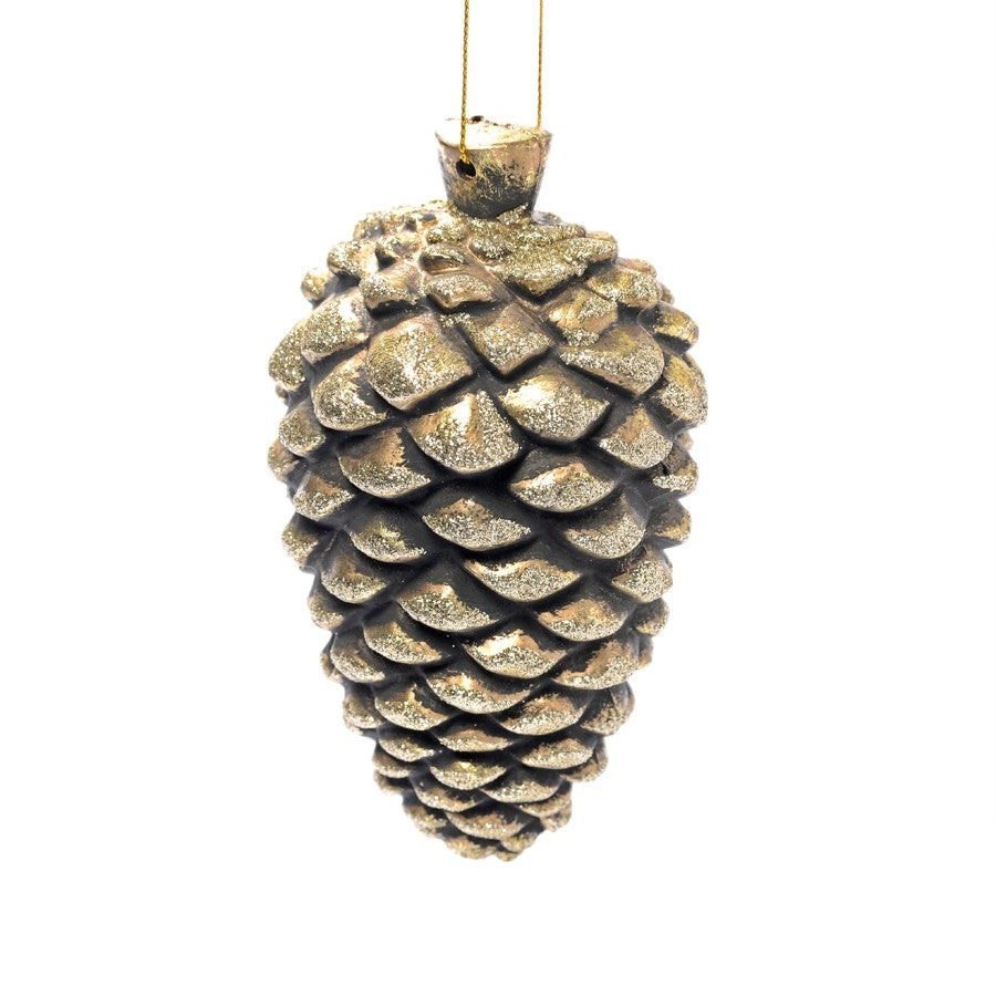 14 cm kogle, antik guld m/champagne glitter