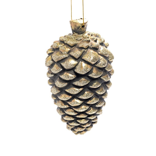 7,5 cm kogle, antik guld m/champagne glitter