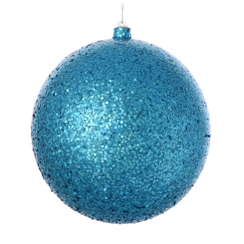 20 cm julekugle, laserglitter, turkis