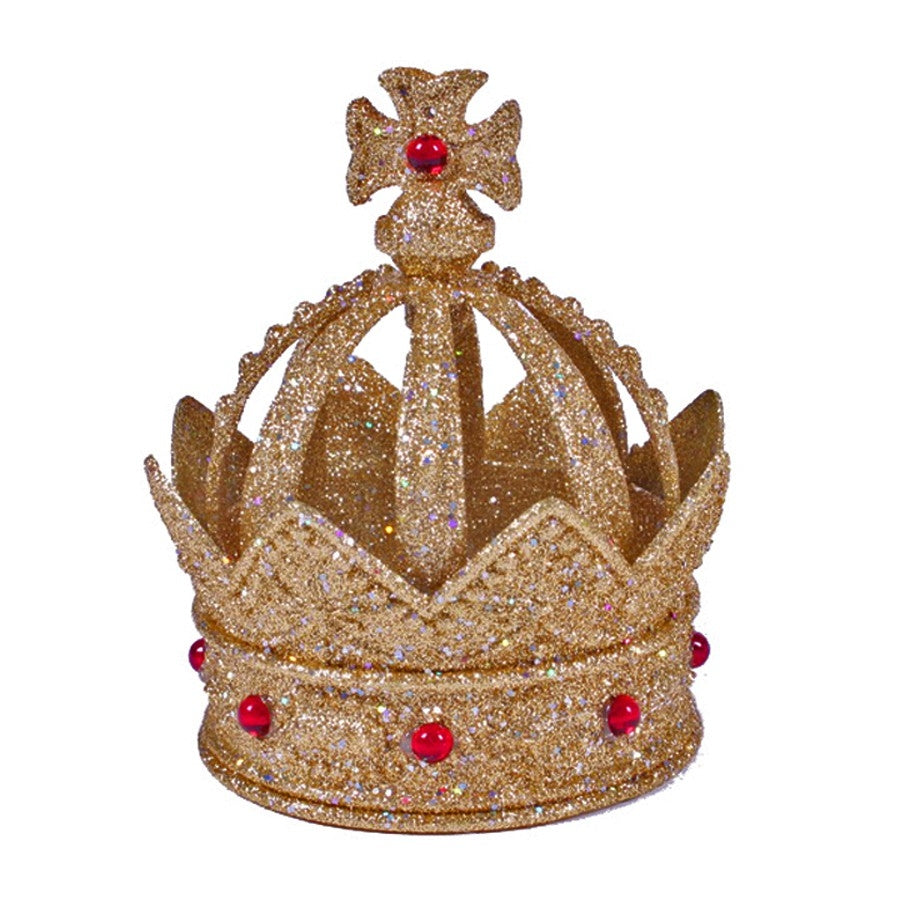 11,5 cm kongekrone, glitter, guld