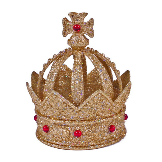 11,5 cm kongekrone, glitter, guld