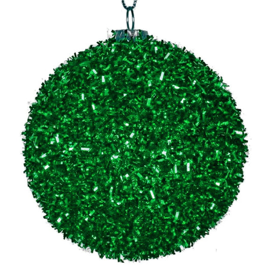 8 cm julekugle, grovglitter, grøn