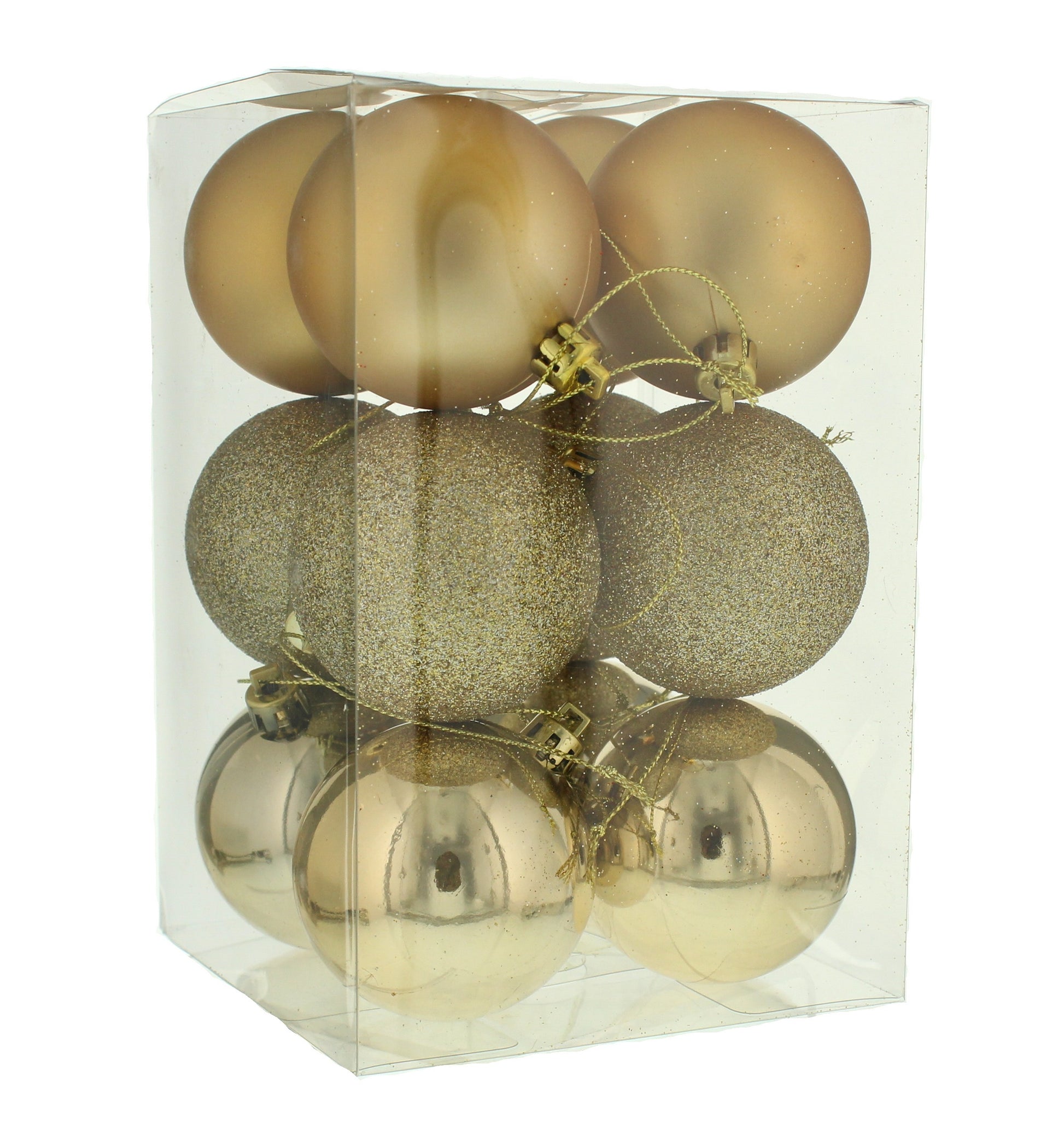 6 cm kugler, guld, 12 stk i boks