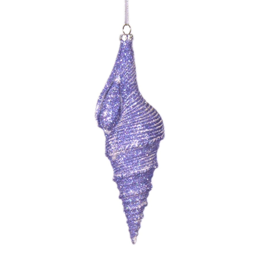 17 cm konkylie, hvid og havblå glitter