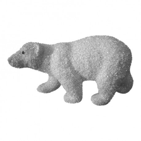 38 cm isbjørn, grovglitter, hvid