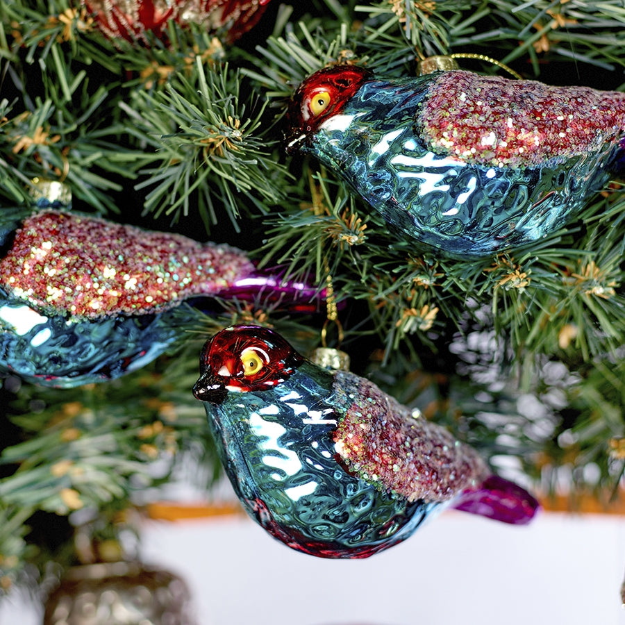 Glasfugl, ornament, multicolor. 13,5 cm