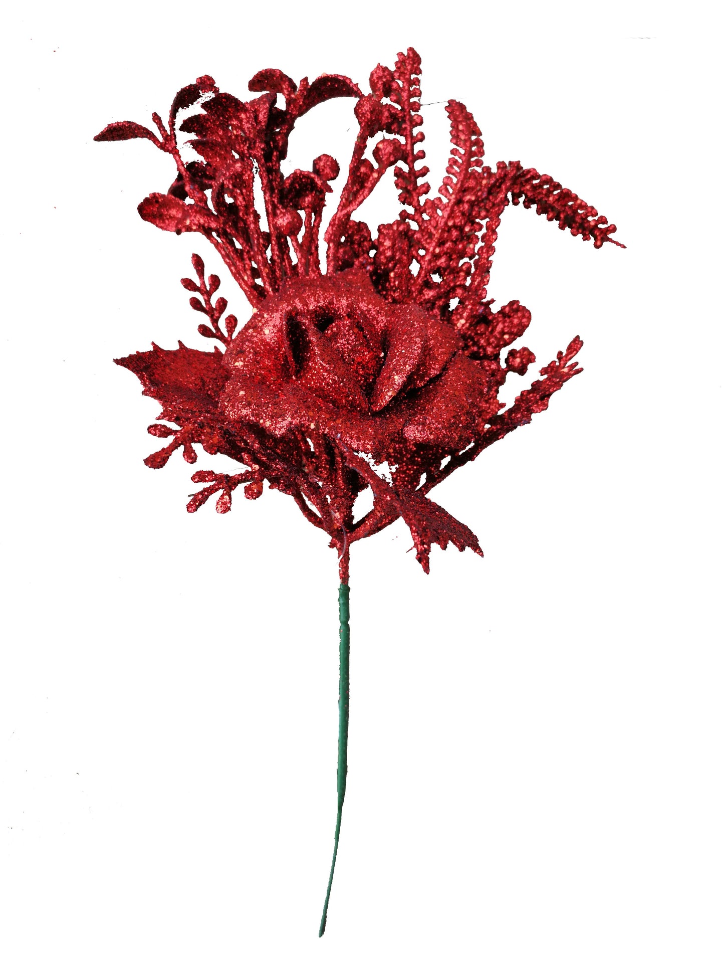 Dekogren med rose, rødt glitter