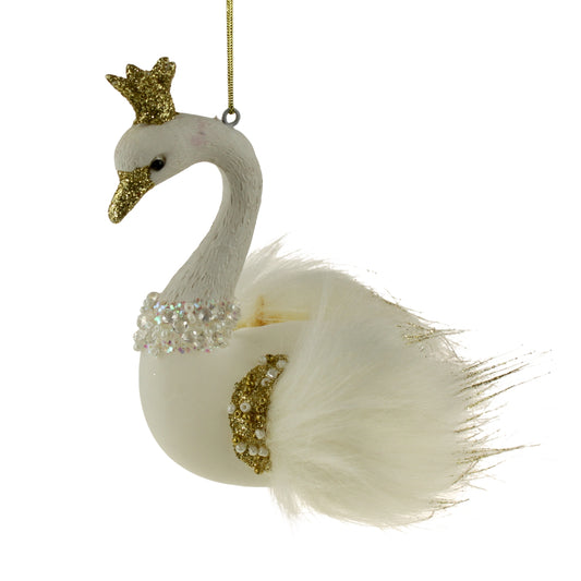 Glassvane med krone, hvid, 12x10 cm