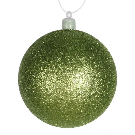 8 cm julekugle, glitter, lime