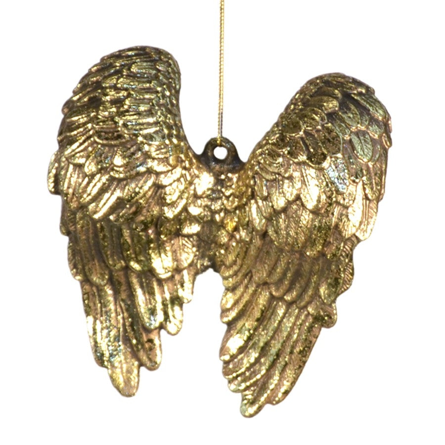 14 cm englevinger, antik guld m/champagne glitter