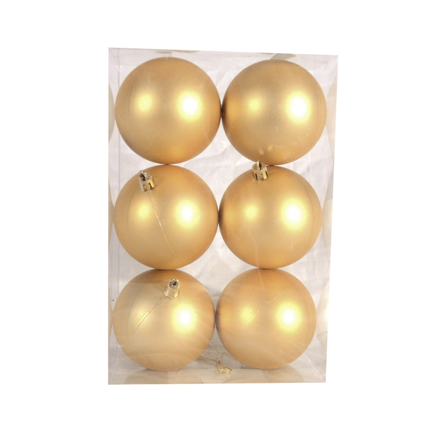 8 cm julekugle, 6 stk i boks, mat guld