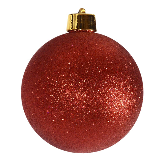 20 cm julekugle, glitter rød