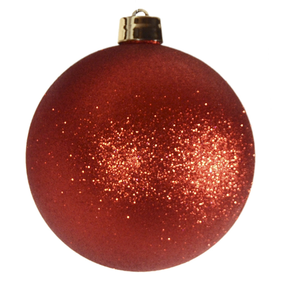 25 cm julekugle, glitter rød