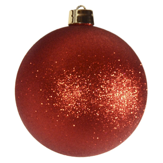 25 cm julekugle, glitter rød