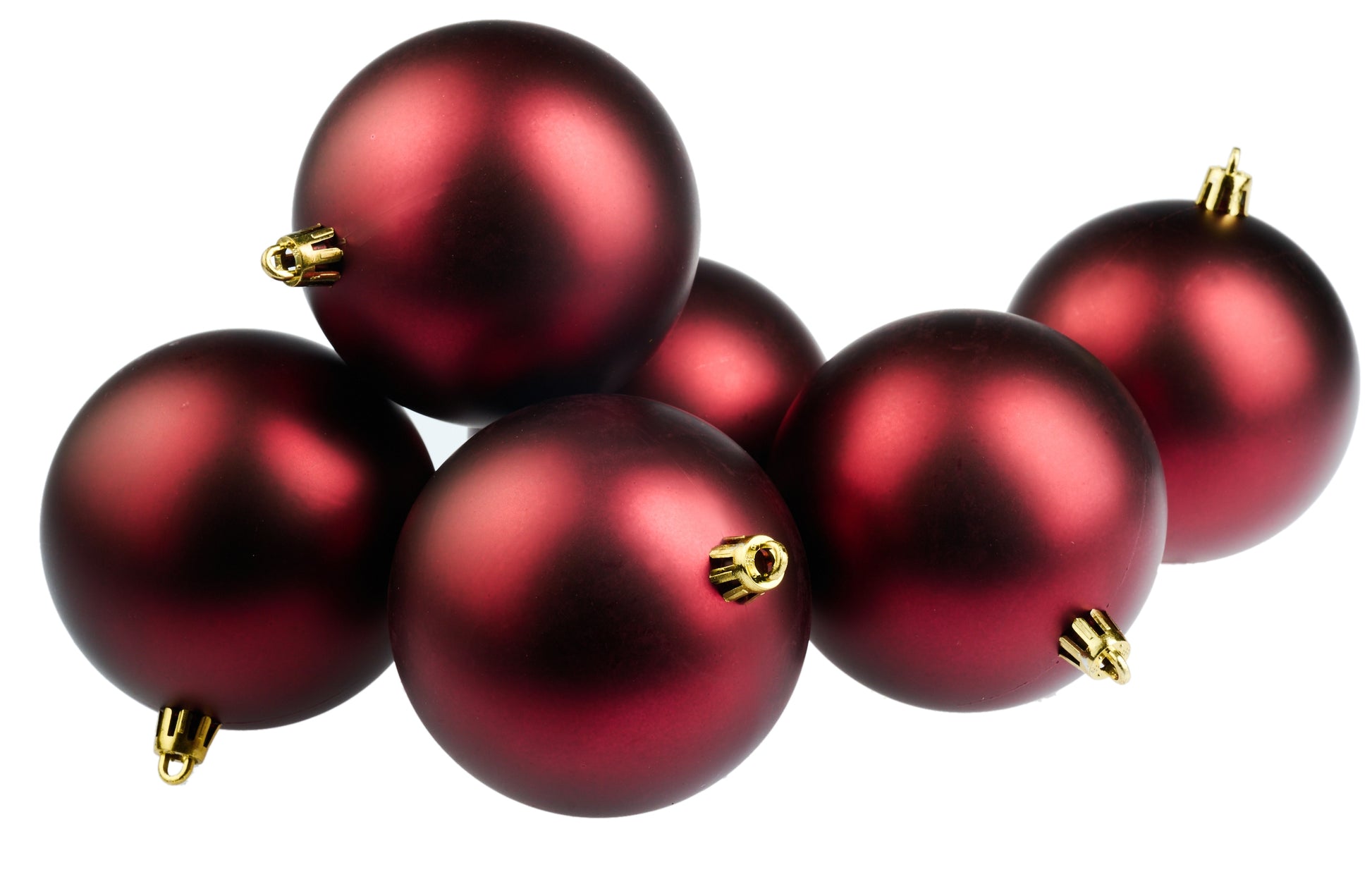 8 cm julekugle, 6 stk i boks, mat burgundy