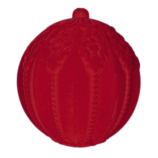 20 cm julekugle med ornamentering, rød velour