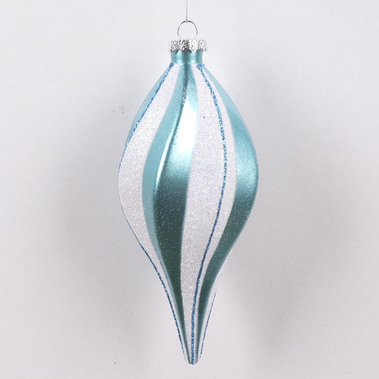 20 cm spiral-top, perlemor, turkis m/hvidt glitter