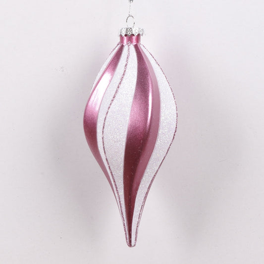 20 cm spiral-top, perlemor, lyserød m/hvidt glitter