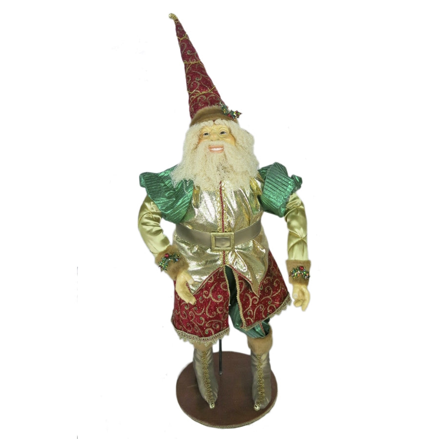 Julemand 90 cm, mørk grøn, rød, guld