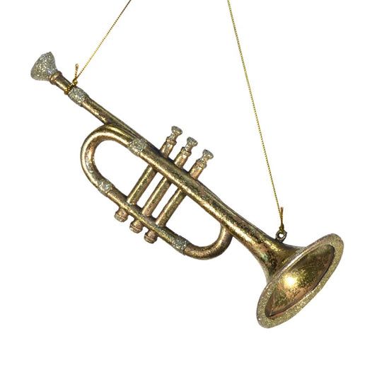 Horn antik guld m/champagne glitter, 25 cm