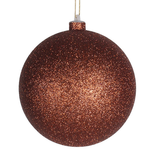 14 cm julekugle, glitter, kobber