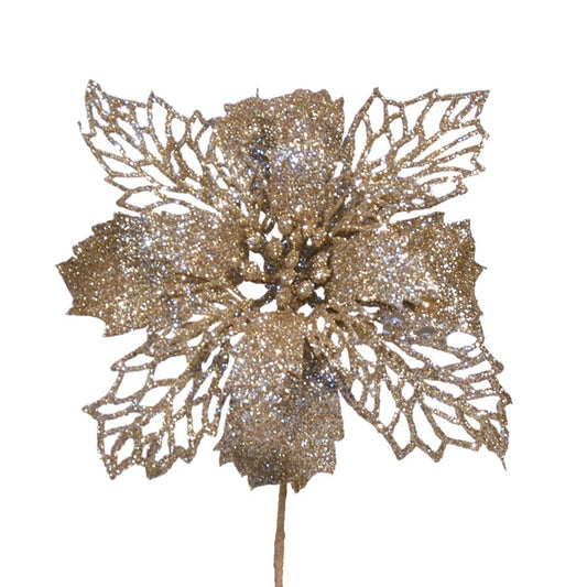Julestjerne, champagne glitter, dekogren