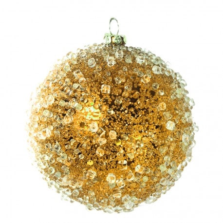  6 cm kugler, guld m/perlefrost, 6 stk i boks