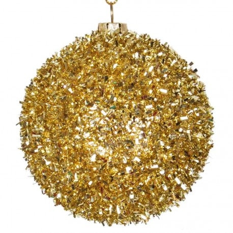  6 cm kugler, grovglitter, guld, 6 stk i boks