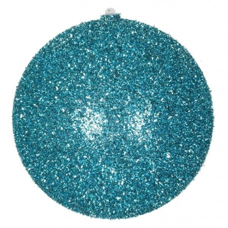 20 cm julekugle, grovglitter, turkis