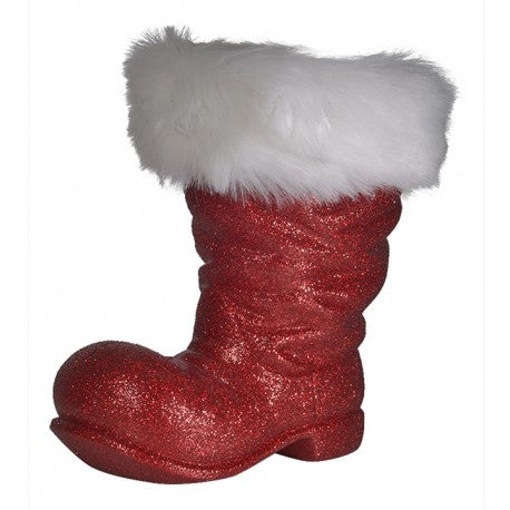 Julemandens støvle, 26 cm, rød glitter