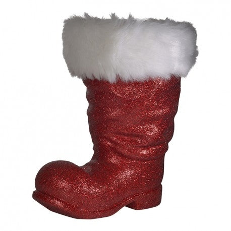 Julemandens støvle, 40 cm, rød glitter